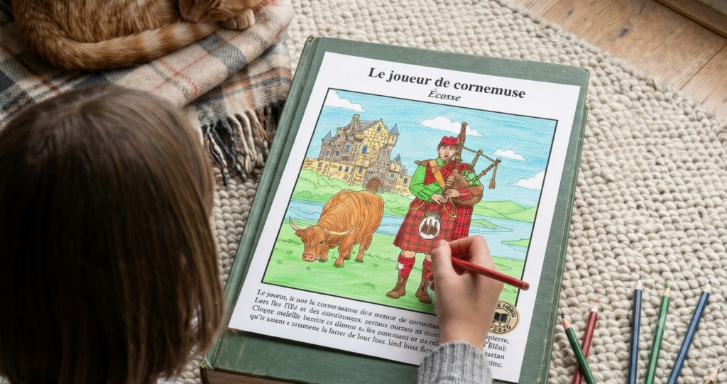 Livre de coloriage éducatif enfant sur les peuples du monde